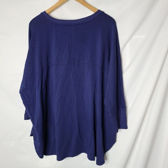 Zuda Navy Blue Oversized Sweater Poncho Style Top sz L - Picture 5 of 6